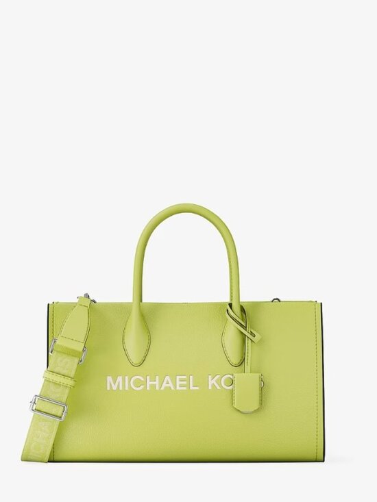 Michael Kors Handbags - NWT Michael Kors Mirella Medium Pebbled Leather Satchel Lime Gold Hardware